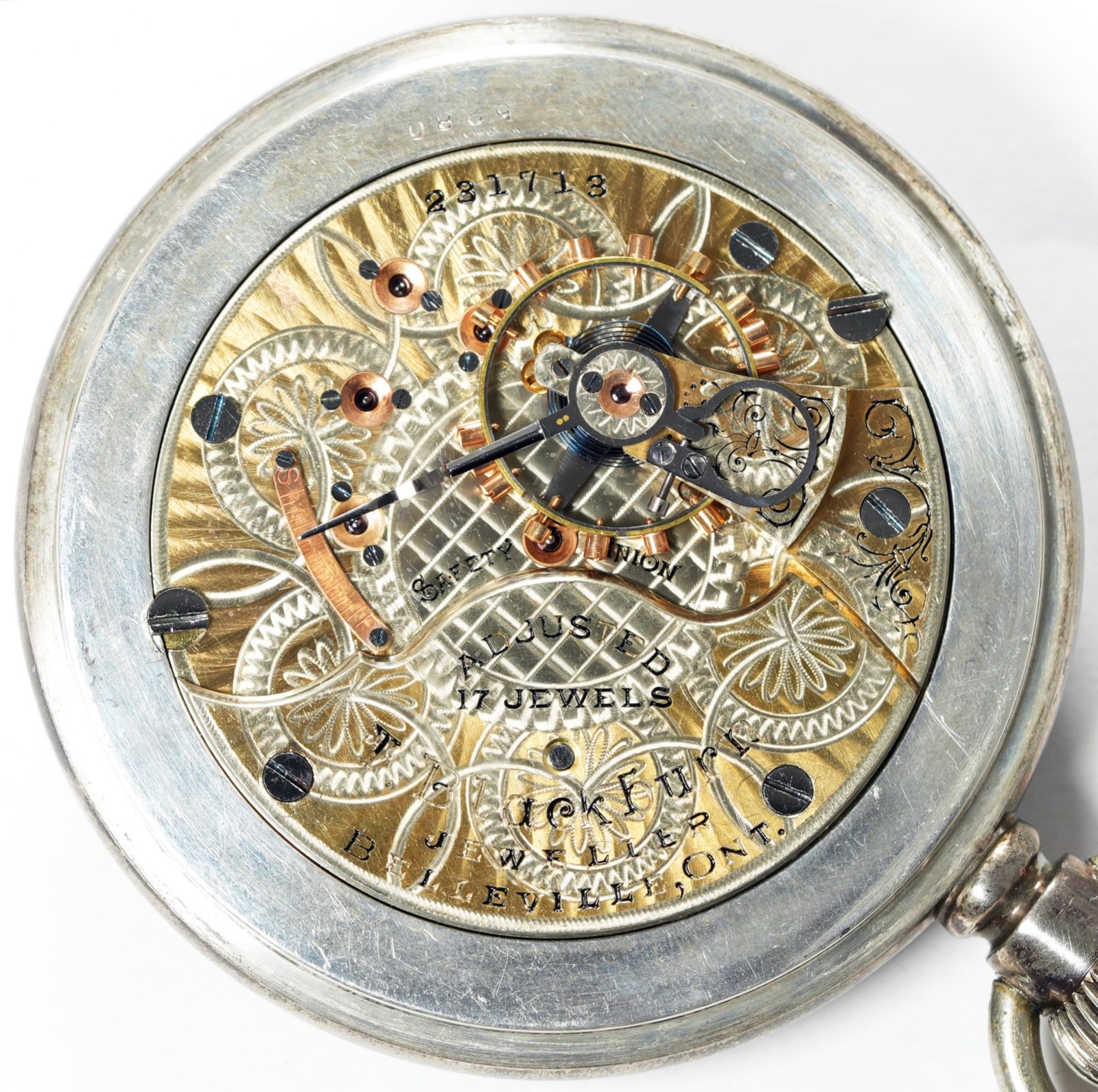 SETH THOMAS 17 JEWEL 18S CANADIAN PRIVATE LABEL BEAUTIFUL 2-TONE POCKET WATCH