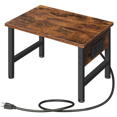 Printer Stand for Desk Desktop with Outlet and USB Ports Small Table Storage