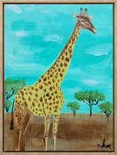 CHM ART  EXPRESSIONISM 12X16  Giraffe Handmade Original Signed on Canvas Acrylic