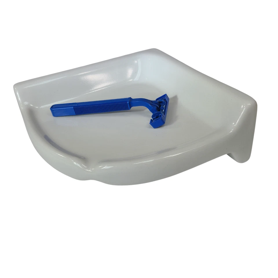 Vintage White Shower Corner Tray Soap Dish Ceramic Tile Ledge Shampoo Holder - Image 2 of 4