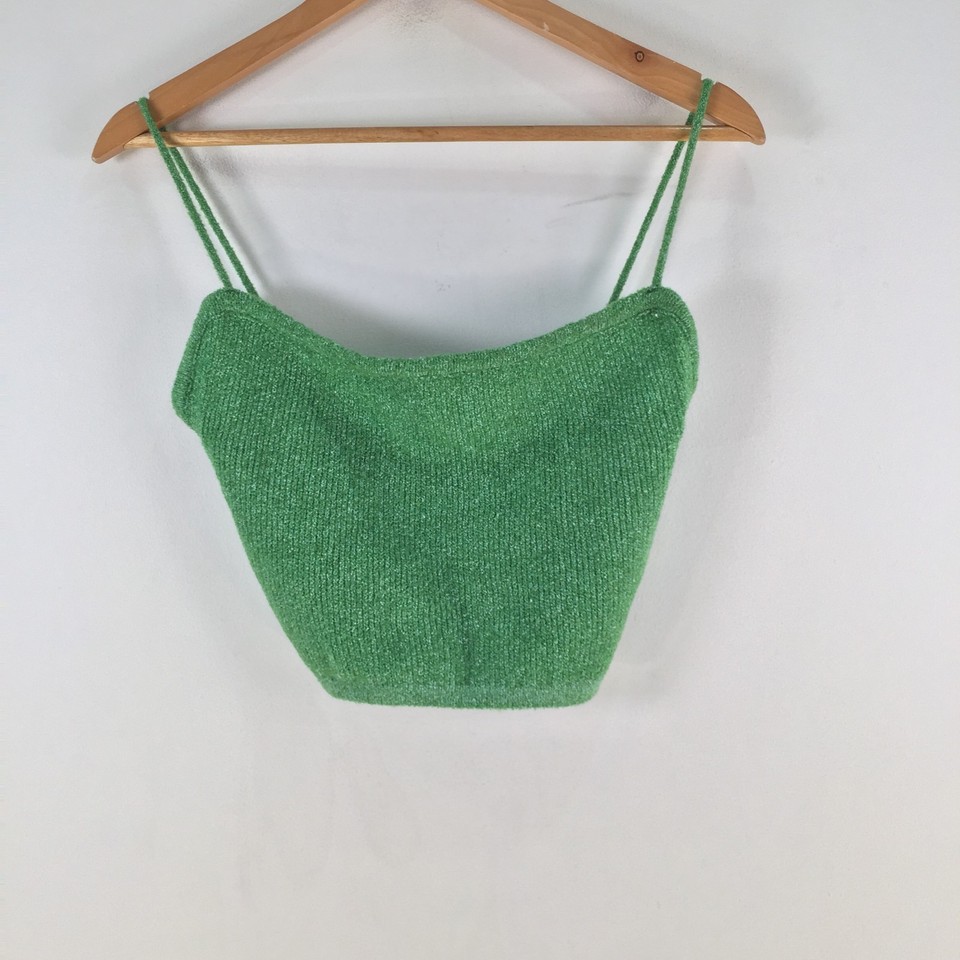 Showpo womens cami knit tank top size 10 green sleeveless stretch 121174