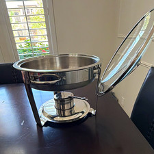 Round Stainless Steel Chafing Dish 1.5 qt Buffet Server w/ Glass Lid, Stand