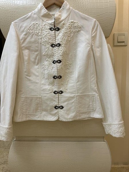Women Tahari Jacket White Cotton 38 / M / 46