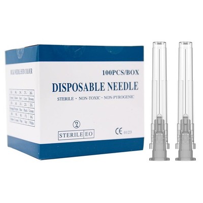 27 Gauge 1 Inch Needle,100 Pcs Luer Lock Needles,Individually 27G-1 IN 25mm 