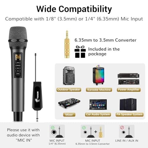 Wireless Microphones with Treble/Bass/Echo, Dual Dynamic Handheld Singing Mic - Picture 7 of 7