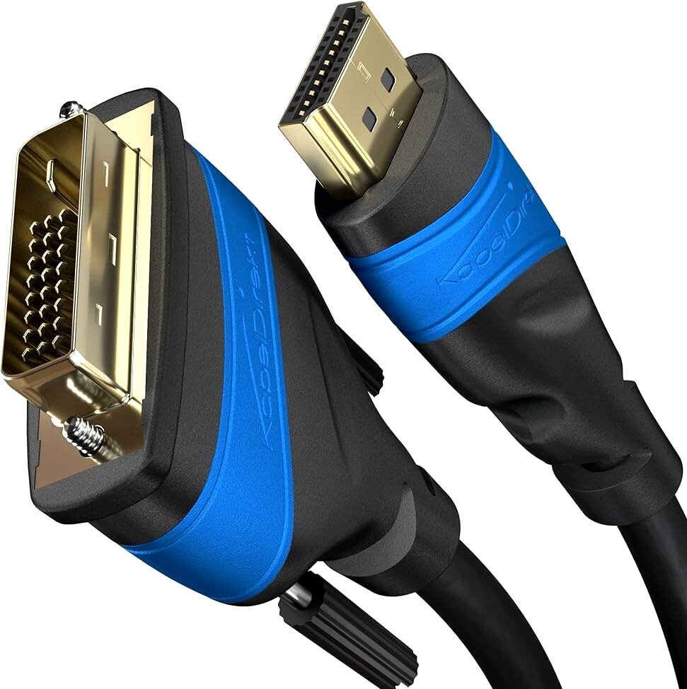 KabelDirekt 2 Pack HDMI to DVI 24+1 Cable 1.5m Bi-Directional 1080p Full HD Lead