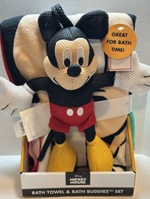 New Disney Mickey Mouse Bath Towel  Bath Buddies Set, Kids Towel 50" x 25"