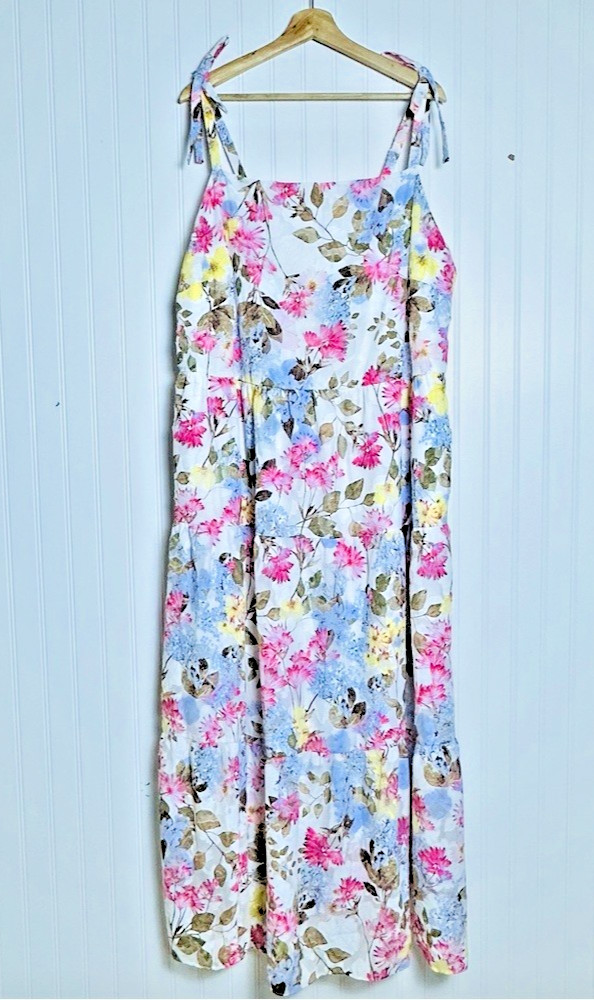 Lane Bryant Floral Maxi  Dress with Tie Straps Size 22