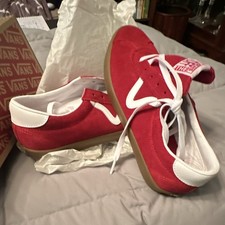 VANS Men s Sport Low Low Top Lace-Up Athletic Sneakers Red/White Rubber