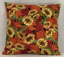 Fall Sunflower Leaves 18" Throw Pillow Cover With Zipper Yellow Red Orange Gold