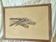 Léon Danchin - Gravure Litho signée Numerotee 271/500 Les Chevaux A La Course