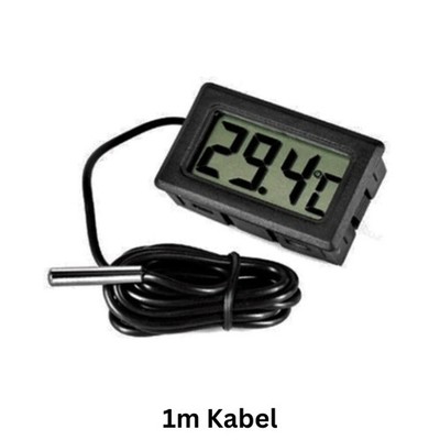 mini Thermometer Temperatur Anzeige mit Fühler digital 1m Kabel schwarz LCD