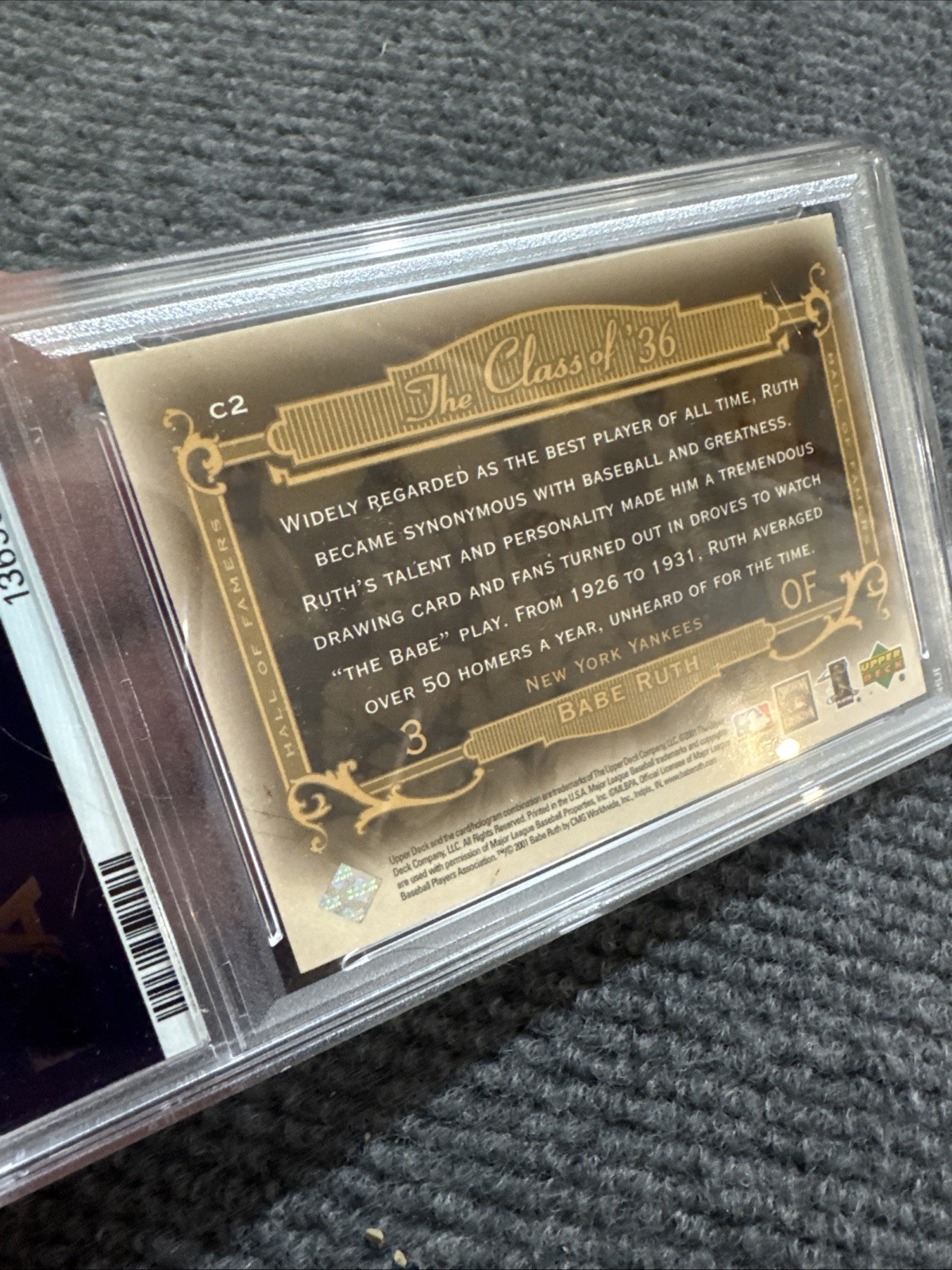 Babe Ruth Vintage Baseball Card PSA 7 Upper Deck HOF 2001 New York Yankees MLB view 18