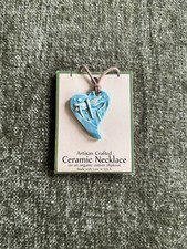 Heart Shaped Blue Ceramic Pendant Necklace