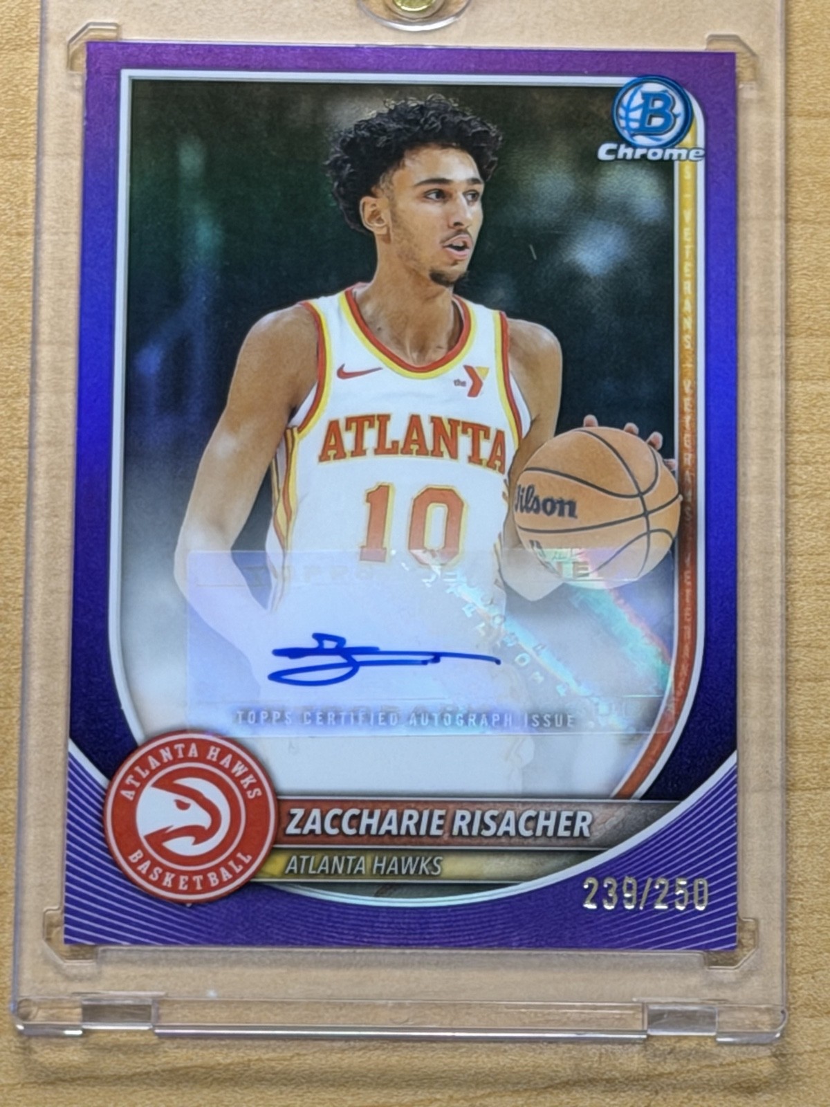 2025-26 Bowman - Chrome Autographs Zaccharie Risacher #BCA-ZR Purple...