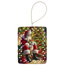 Shiba Inu and Santa Claus Porcelain Christmas Ornament DAC4157CO2