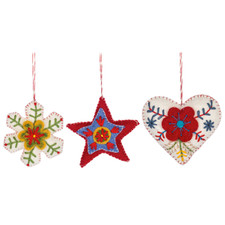 Felt Heart Snowflake  Star Ornaments