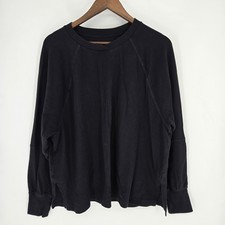 Offline Aerie Black Top Medium Pullover Sweatshirt Oversized Cuffed Sleeve
