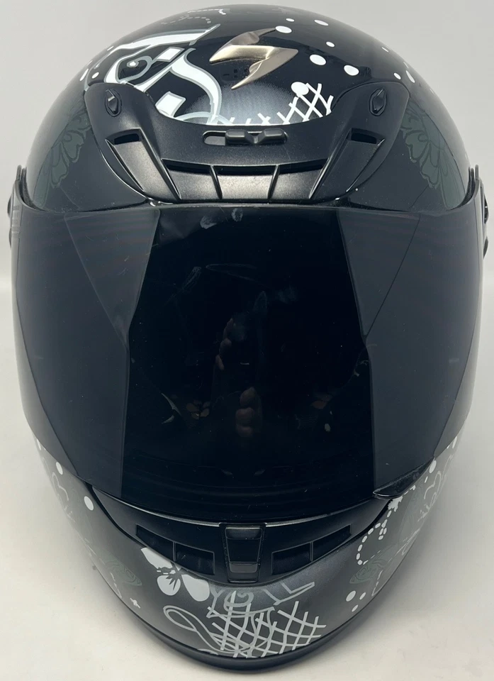 Scorpion EXO Motorcycle Helmet Black Flower Butterfly Ladies Small Full Face - Image 3 of 4