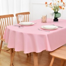 Pink Oval Tablecloth 60x84 inch, Heavy Duty Polyester Fabric Table Cloth,