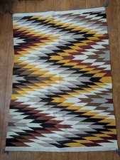 Vintage Navajo Handwoven Rug 43&rdquo;x31&rdquo; Large Southwest Wool Textile c. Pre-1970s