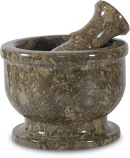 Mortar and Pestle Set &ndash; Large Stone Grinder with Polished Bowl & Non-Slip Bas...