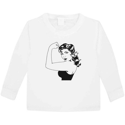 ''Woman Flexing Muscle'' Kinder / Kinder Langarm Baumwolle T-Shirts (KL058679)