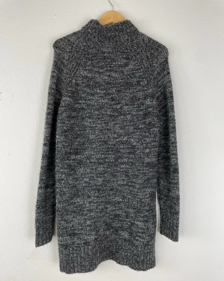 Suéter Zara Tejido Gris Moteado Mezcla de Lana Suave Cuello Alto Aberturas Laterales Para Mujer’s Med Foto 2 de 4