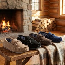 Mokkers Men's Real Suede Leather Moccasin Slippers Hard Sole 6x15 - POST FREE