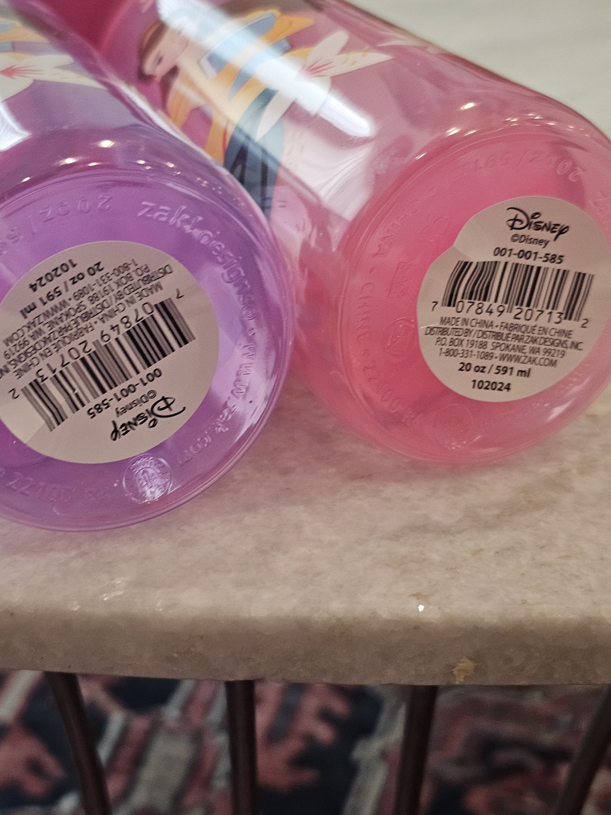Disney Princess ZAK! 2-Pack 20oz Leak-Proof Water Bottles BPA-Free Ariel Belle +