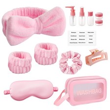 12Pcs Makeup Headbands for Women, Skin Care Kit, Skin Care Headband Pink