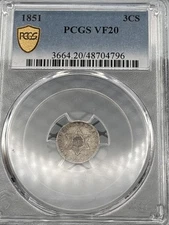 1851 3CS VF20 PCGS Three Cent Silver