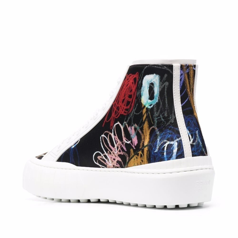 Fendi Force High Top Sneakers Noel Graffiti Scribble Trainers Size
