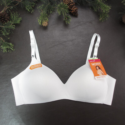 Warners Bra 36B White Padded Wireless Adjustable Clasp Back New