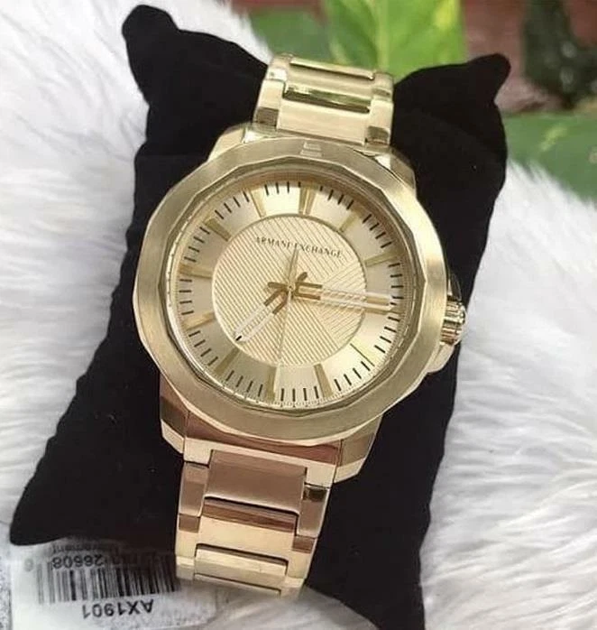 Armani Exchange AX1901 Stainless Steel Yellow Gold Dial Quartz Analog Men Watch
