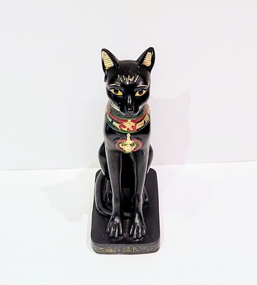 8'' Tall Egyptian Cat Resin Figurine / Statue Hieroglyphics Bastet  Goddess
