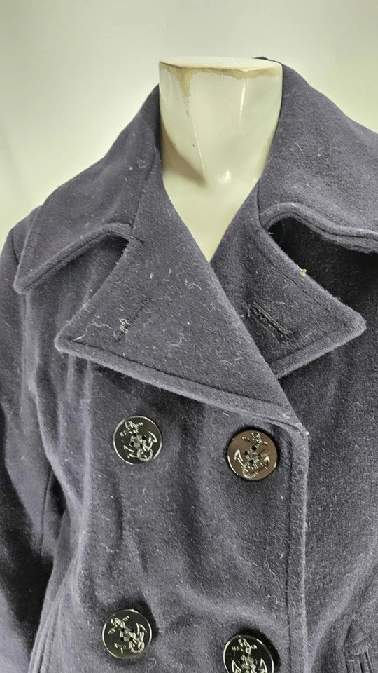 Save Abrigo Hombre Caqui United Mediano Lana Náutica Algodón Guisante Doble Pecho Foto 3 de 4