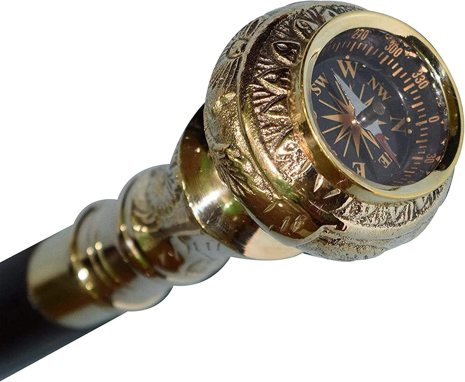 Solid Brass Compass Head Handle Victorian Handmad… - image 1