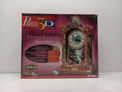 Wrebbit Puzz 3D Thomas Kinkade Painter of Light Working Clock Puzzle 219 Pc New!