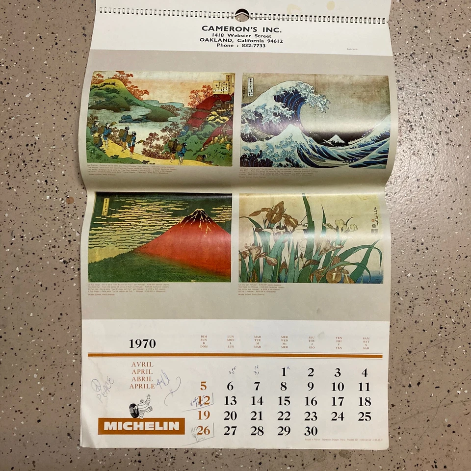 Calendario de publicidad de neumáticos Michelin 1970 neumáticos impresos en París Francia Foto 4 de 4