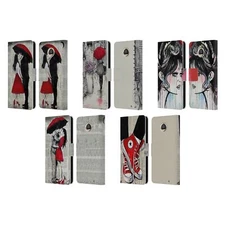 OFFICIAL LOUIJOVERART RED INK LEATHER BOOK WALLET CASE COVER FOR MOTOROLA PHONES