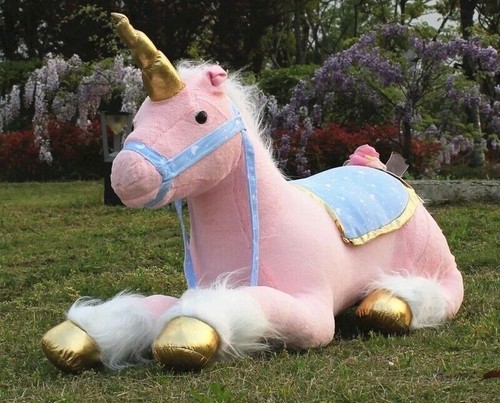 85cm Jumbo Pink Unicorn Plush Giant Soft Peluche Stuffed Animal Horse Toy - Picture 3 of 5