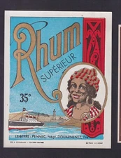 Old label alcohol France BN181023 rum ranya women's boat