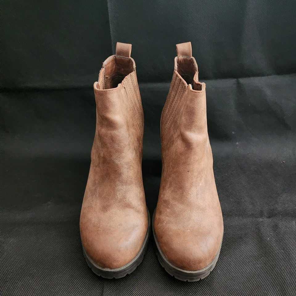 Sam & Libby Mujer Imitación Cuero Marrón Botines Zapatos Tacón 6 Bloque Foto 2 de 4