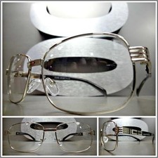 Men CLASSIC VINTAGE RETRO Style Clear Lens EYE GLASSES Square Silver Black Frame