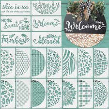 Thyle 20 Pcs Welcome Stencils for Painting on Wood 11.81 x 5.91'' Large...