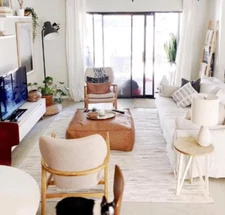 Handmade Brown Square New Unstuffed Classic Moroccan Leather Boho 30''