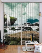 3D Sea Stone Moon ZHUA1934 Photo Curtain Window Blockout Fabric Amy 2023