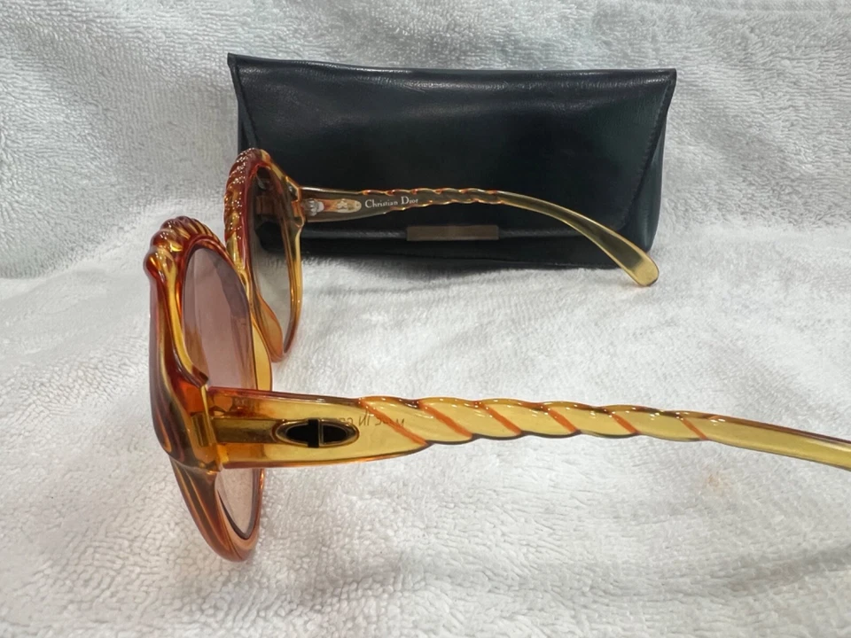 Gafas de sol DIOR vintage naranja amarillo gran tamaño grandes redondas Christian Rihanna Bell Foto 3 de 4