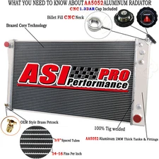 ASI ALUMINUM 4 ROW RADIATOR FOR CHEVY CAPRICE/ BUICK ROADMASTER 5.7L 1991-1993